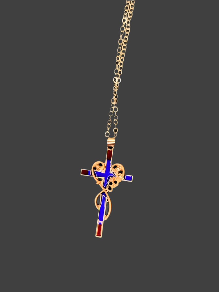 Faith blue/red cross necklace