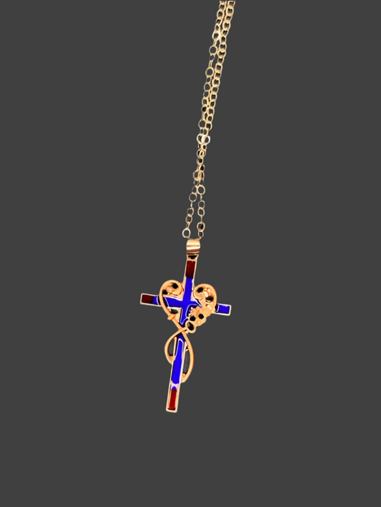 Faith blue/red cross necklace