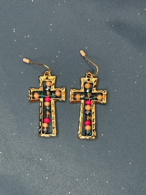 Beaded Cross earrings