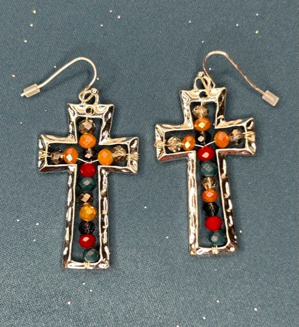 Beaded Cross earrings